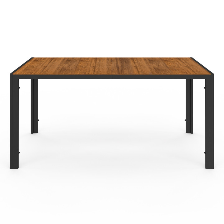 Tuinmeubelset met 150 cm tafel en 6 zwarte en houten stoelen - NOUMEA | ID Market