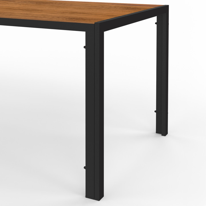Tuinmeubelset met 150 cm tafel en 6 zwarte en houten stoelen - NOUMEA | ID Market