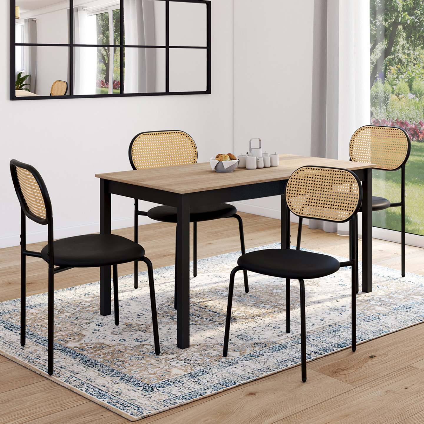 Set da 4 sedie,new lena, velluto grigio,gambe nere