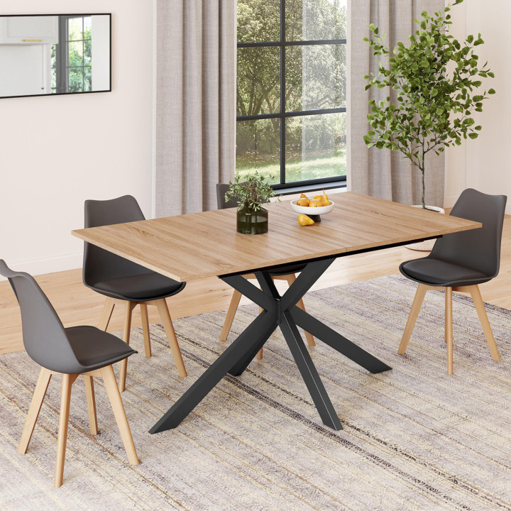 Uitschuifbare eettafel 6-10 personen, hout en zwart | ID Market