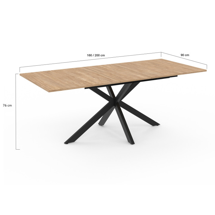 Uitschuifbare eettafel 6-10 personen, hout en zwart | ID Market