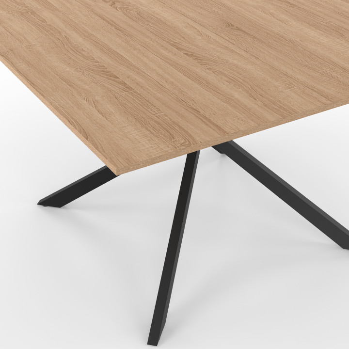 Quadratischer Esstisch für 8 Personen aus Holz und Schwarz mit Spinnenfuß - ALIX | ID Market