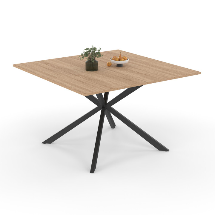 Vierkante houten en zwarte eettafel voor 8 personen met spiderpoot - ALIX | ID Market