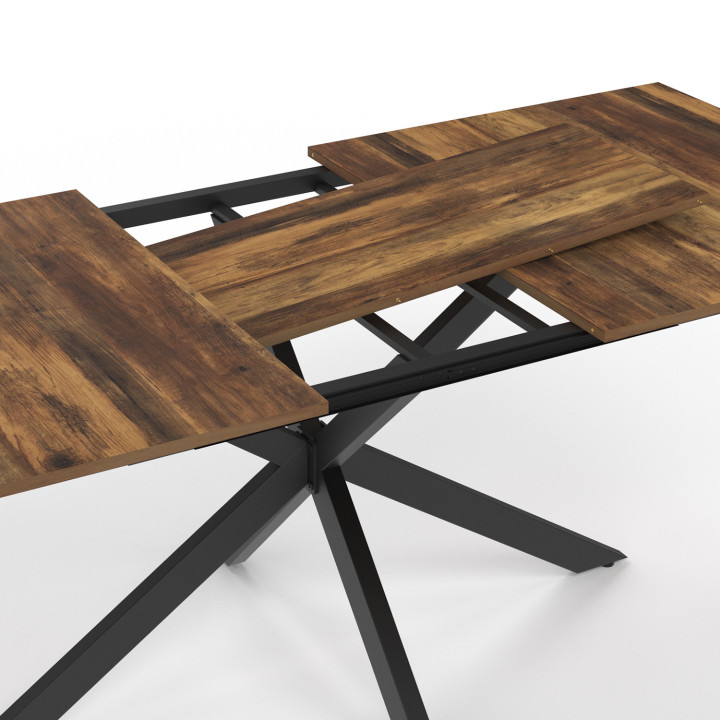 Mesa de comedor rectangular con almacenaje extensible 6-10 personas madera oscura - ALIX | ID Market