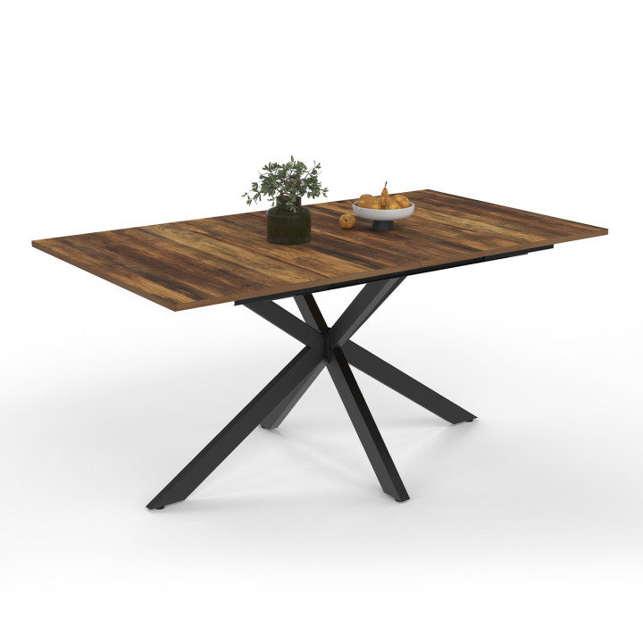 Mesa de comedor rectangular con almacenaje extensible 6-10 personas madera oscura - ALIX | ID Market