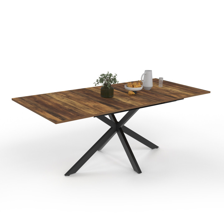 Mesa de comedor rectangular con almacenaje extensible 6-10 personas madera oscura - ALIX | ID Market