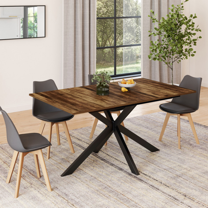 Mesa de comedor rectangular con almacenaje extensible 6-10 personas madera oscura - ALIX | ID Market