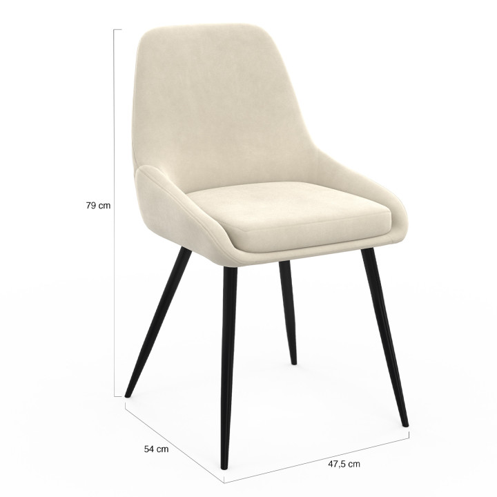 Set van 6 beige fluwelen stoelen met armleuningen - THALYA | ID Market