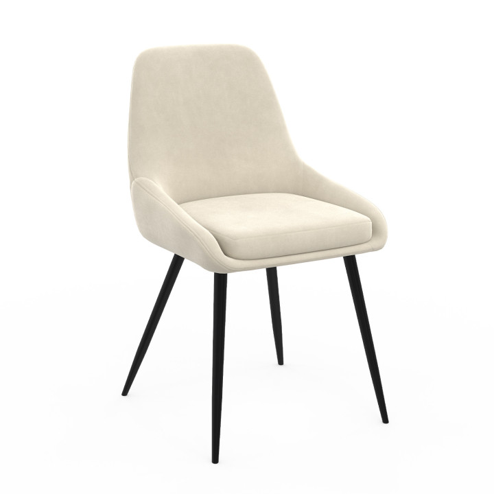 Set van 6 beige fluwelen stoelen met armleuningen - THALYA | ID Market