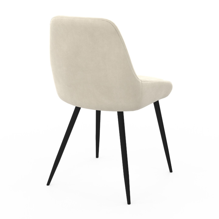 Set van 6 beige fluwelen stoelen met armleuningen - THALYA | ID Market