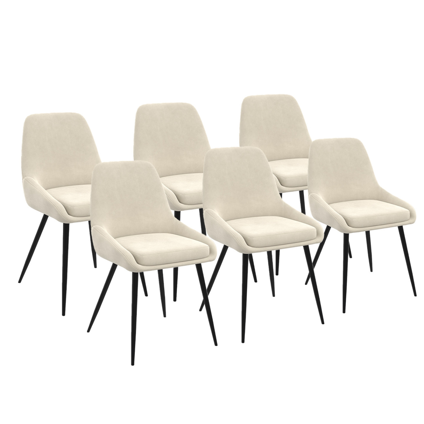 Lot de 6 chaises en velours beige avec accoudoirs - THALYA | ID Market