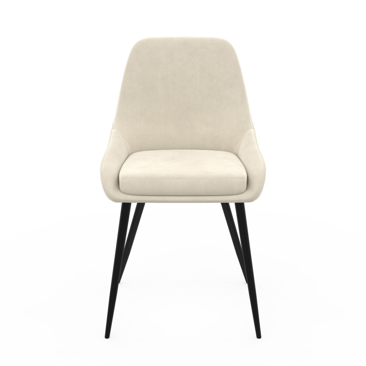 Juego de 6 sillas de terciopelo beige con reposabrazos - THALYA | ID Market