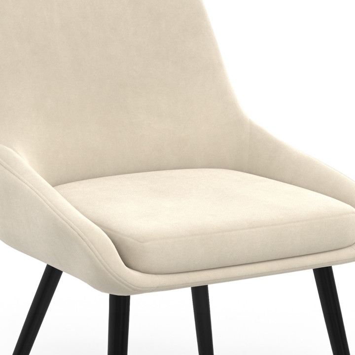 Set van 6 beige fluwelen stoelen met armleuningen - THALYA | ID Market
