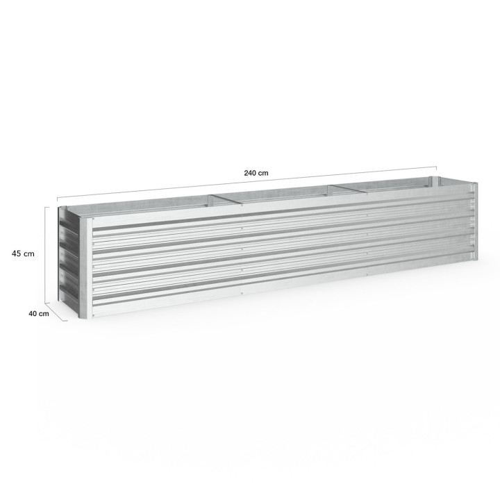 Metalen verhoogde plantenbak rechthoekig frame 240 x 40 x 45 cm | ID Market