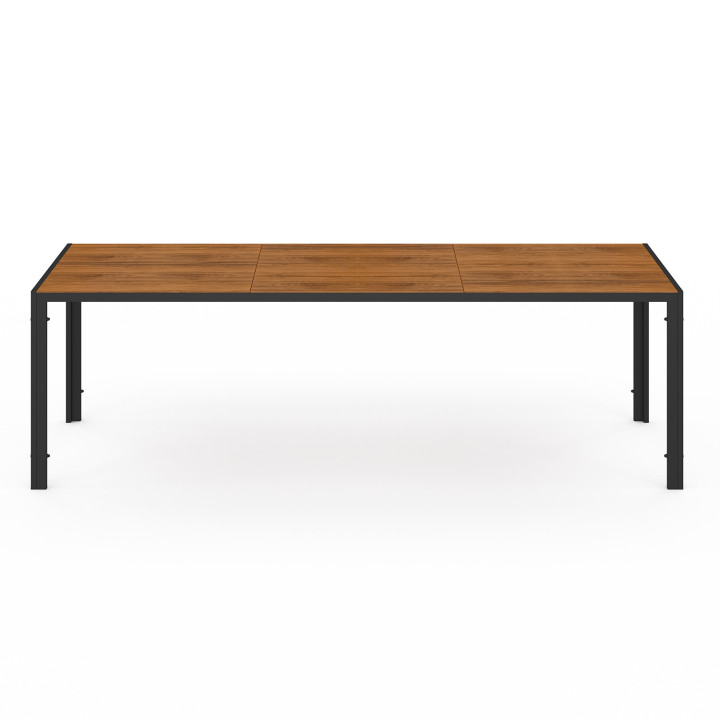 Salon de jardin avec 10 chaises empilables table 240 cm noir et bois - NOUMEA | ID Market