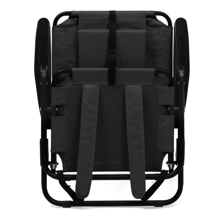 2 zwarte opvouwbare strandstoelen met verstelbare rugleuning |ID Market