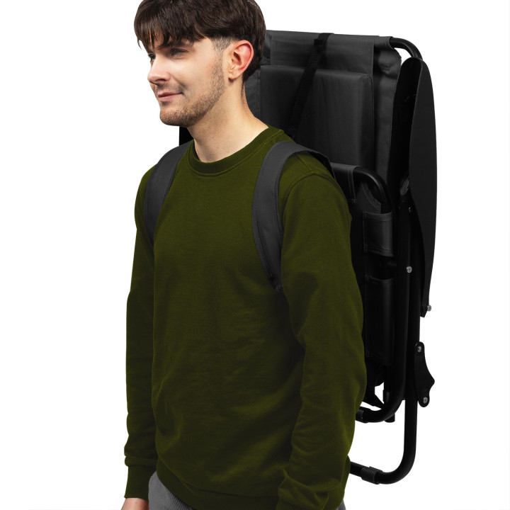 2 sillas de playa negras plegables con respaldo reclinable |ID Market