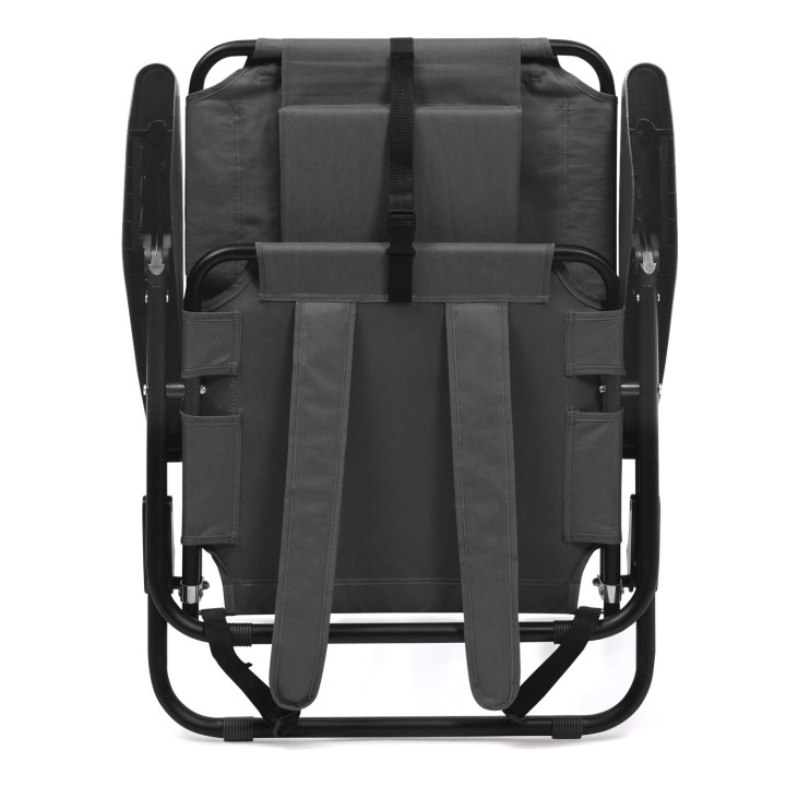 2 sillas de playa plegables gris marengo con respaldo reclinable | ID Market