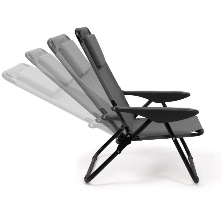 2 antracietgrijze opvouwbare strandstoelen met verstelbare rugleuning | ID Market