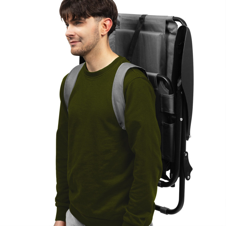 2 sillas de playa plegables gris marengo con respaldo reclinable | ID Market