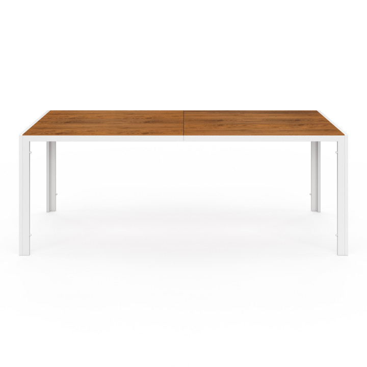 Salon de jardin avec table 190 cm et 8 chaises blanc et bois - NOUMEA | ID Market