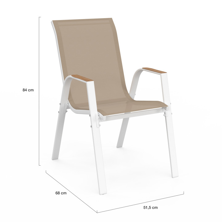 Tuinmeubelset met tafel 190 cm en 8 witte en houten stoelen - NOUMEA | ID Market