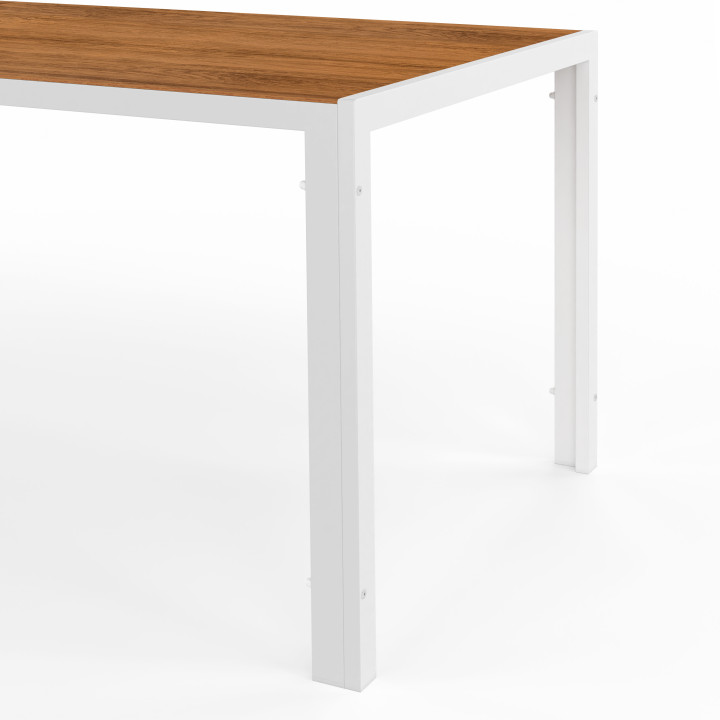 Tuinmeubelset met tafel 190 cm en 8 witte en houten stoelen - NOUMEA | ID Market