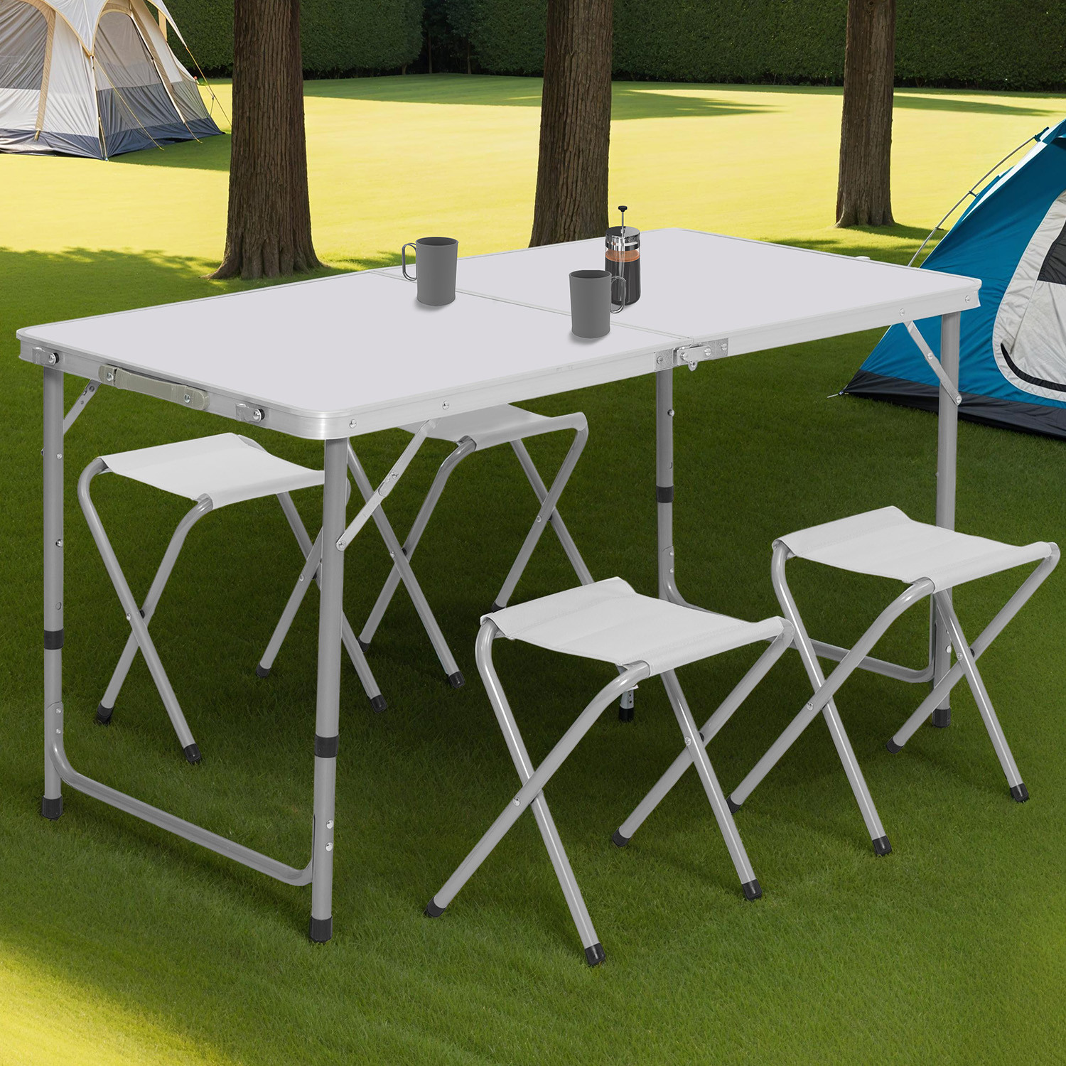 Table de camping pliante de 120 cm à hauteur réglable pour 4 personnes