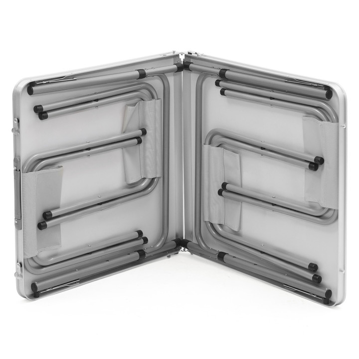 Table de camping pliante à hauteur réglable avec 4 tabourets : gris et blanc | ID Market
