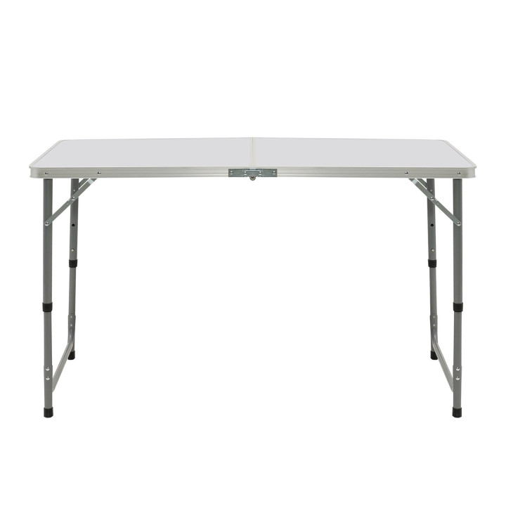 Table de camping pliante à hauteur réglable avec 4 tabourets : gris et blanc | ID Market