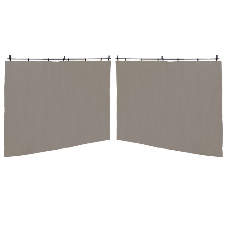 Set van 2 taupe gordijnen voor 3 en 4 M pergola met ritssluiting | ID Market