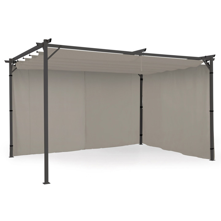 Set van 2 taupe gordijnen voor 3 en 4 M pergola met ritssluiting | ID Market