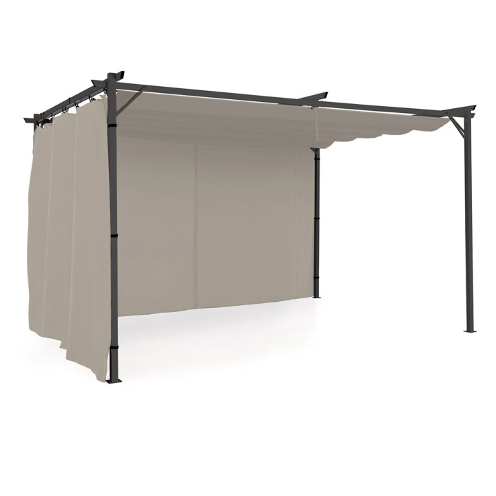 Set van 2 taupe gordijnen voor 3 en 4 M pergola met ritssluiting | ID Market