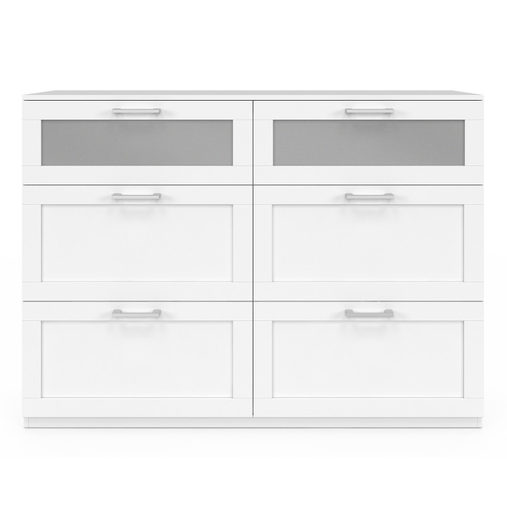 Commode 6 tiroirs bois et blanc effet givré - VITO |ID Market
