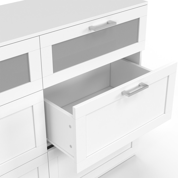 Commode 6 tiroirs bois et blanc effet givré - VITO |ID Market