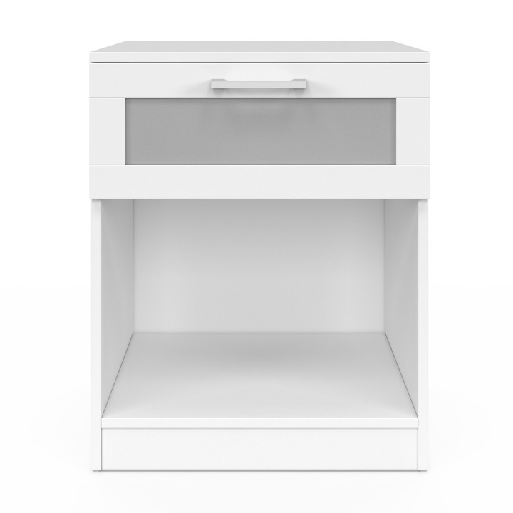 Lot de 2 tables de chevet 1 tiroir et niche effet givré bois et blanc - VITO | ID Market