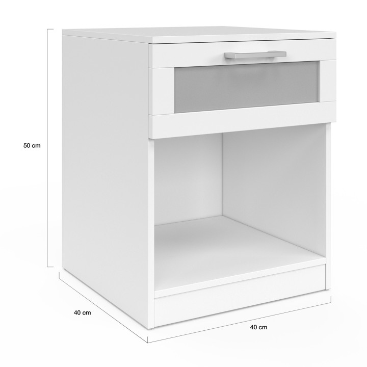 Lot de 2 tables de chevet 1 tiroir et niche effet givré bois et blanc - VITO | ID Market