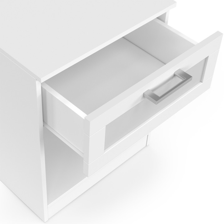 Lot de 2 tables de chevet 1 tiroir et niche effet givré bois et blanc - VITO | ID Market