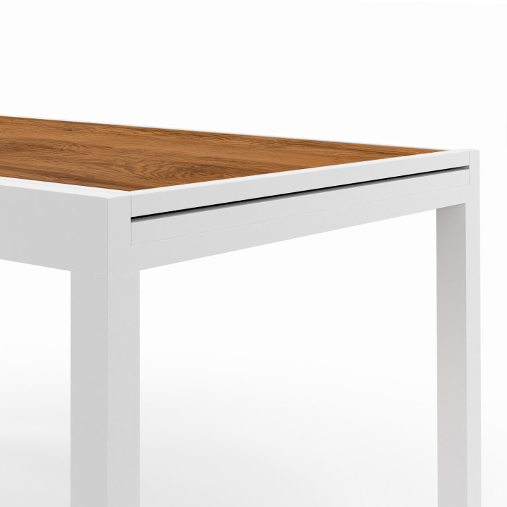 Salon de jardin extensible - table 135 / 270 cm plateau effet bois et 12 chaises empilables blanc et bois - NOUMEA | ID Market Salon de jardin extensible - table 135 / 270 cm plateau effet bois et 12 chaises empilables blanc et bois - NOUMEA | ID Market