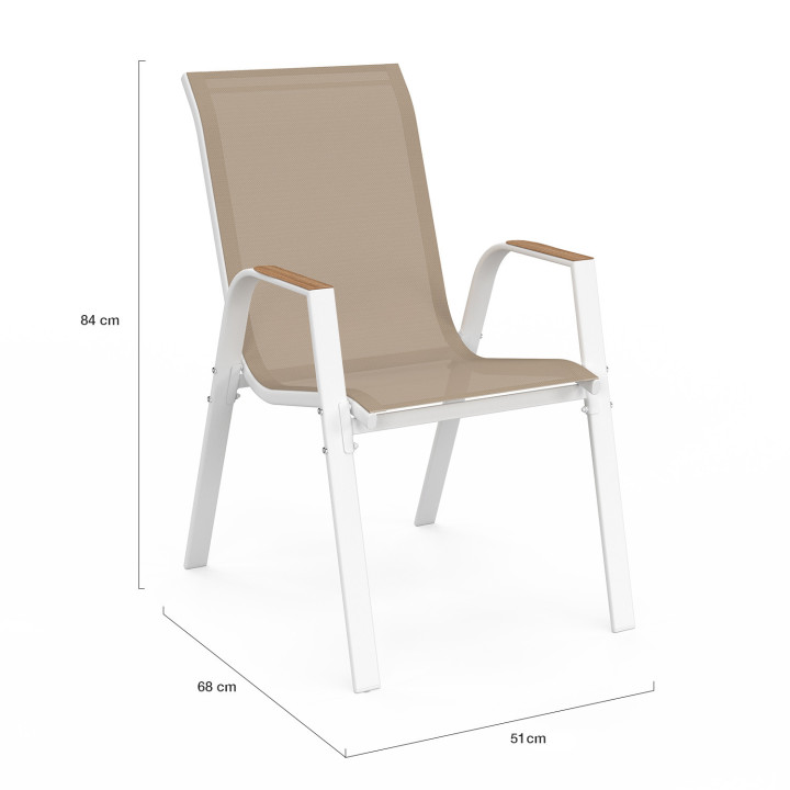 Salon de jardin extensible - table 135 / 270 cm plateau effet bois et 12 chaises empilables blanc et bois - NOUMEA | ID Market Salon de jardin extensible - table 135 / 270 cm plateau effet bois et 12 chaises empilables blanc et bois - NOUMEA | ID Market