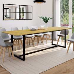 16270 - Tavolo da pranzo industriale allungabile, legno e metallo, 8-12 posti a sedere Tavolo da pranzo industriale allungabile in legno e metallo 200-250cm - DETROIT | ID Market