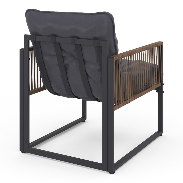 Conjunto de muebles bajos de jardín de 6 plazas en gris antracita con efecto ratán - RIO | ID Market