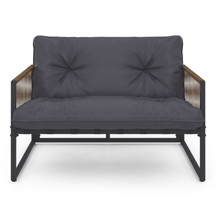 Conjunto de muebles bajos de jardín de 6 plazas en gris antracita con efecto ratán - RIO | ID Market