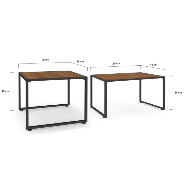 Conjunto de muebles bajos de jardín de 6 plazas en gris antracita con efecto ratán - RIO | ID Market