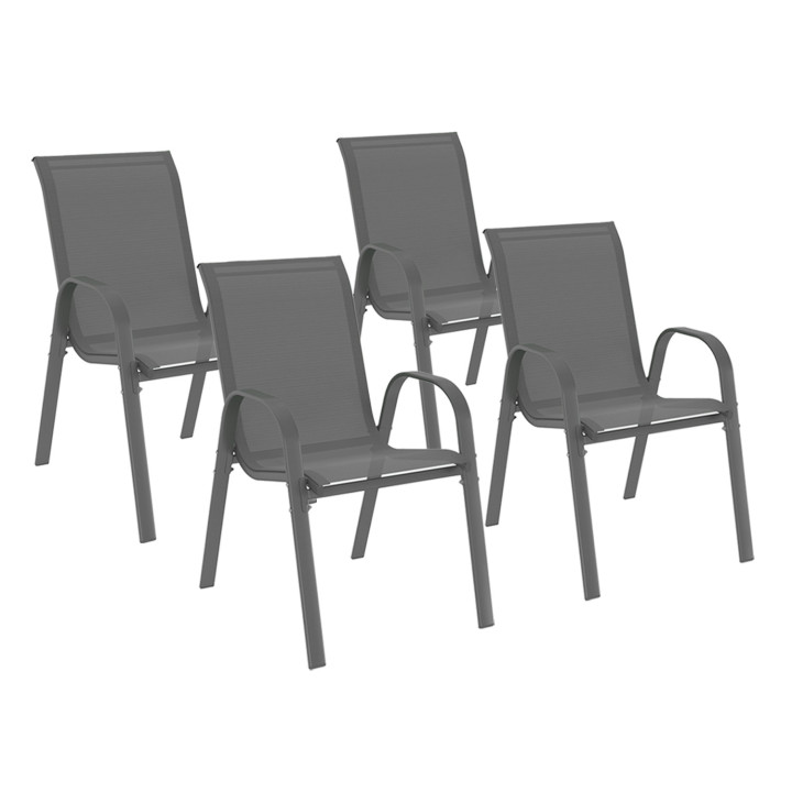 Voordelige stapelbare tuinstoelen van grijs metaal en textileen - LYMA | ID Market