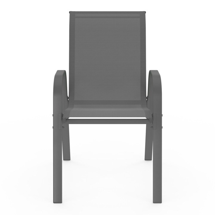 Sillas de jardín apilables baratas de metal y textilene gris - LYMA | ID Market