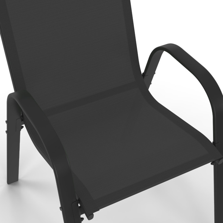 Chaises de jardin pas chères empilables en métal noir et textilène - LYMA | ID Market