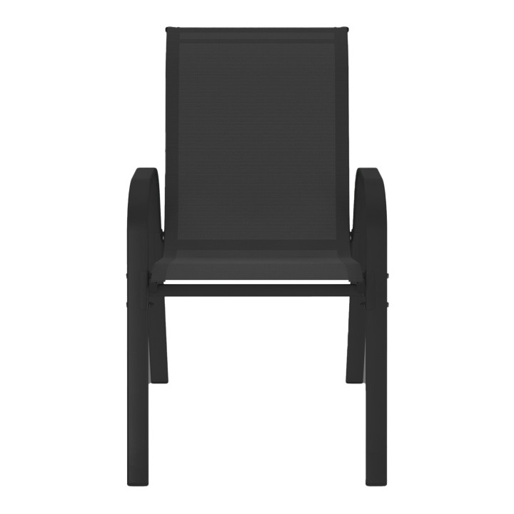 Chaises de jardin pas chères empilables en métal noir et textilène - LYMA | ID Market