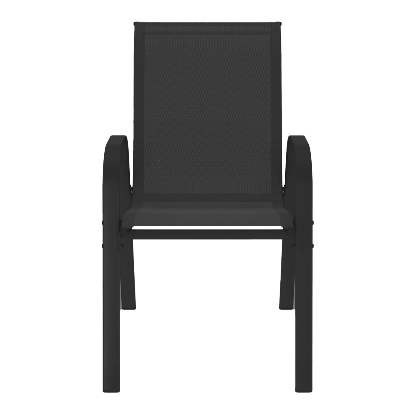 Lot De 4 Chaises De Jardin NOUMEA Empilables - Structure Métal, Assise Textilène - Couleur Noir Et Bois