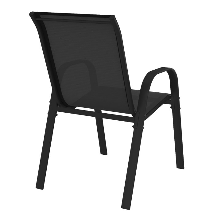 Chaises de jardin pas chères empilables en métal noir et textilène - LYMA | ID Market